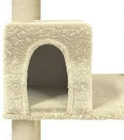 Árvore para gatos c/ postes arranhadores sisal 141 cm cor creme