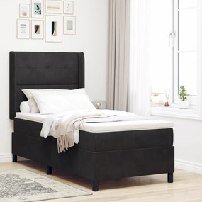vidaXL Cama Box Spring com Colchão & LED Preto 90x190 cm Veludo