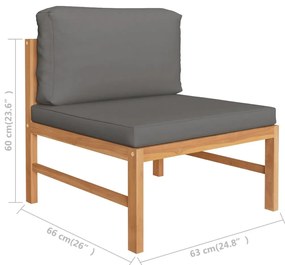 2 pcs conj. lounge de jardim c/ almofadões cinza-escuro teca