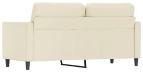 Sofá de 2 lugares 140 cm couro artificial cor creme