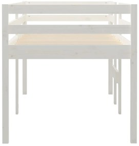 Cama alta 80x200 cm madeira de pinho maciça branco