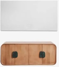 Conjunto De Móvel De Casa De Banho Dupla Suspensa 130x45 Cm Em Madeira De Manga E Pedra Natural Kivalina Mármore Verde Udaipur - Madeira - Sklum