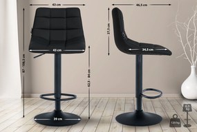 Banco de bar Jerry em couro sintético com estrutura preta 87-108,5 x 43 x 46,5 cm Preto