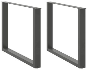 Pés para mesa de jantar em formato de U, 2 peças, antracite, 100x(72-7