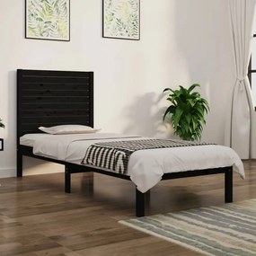 Estrutura cama pequena solteiro 75x190 cm madeira maciça preto