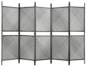 vidaXL Divisória de quarto com 5 painéis 300x200 cm vime PE antracite