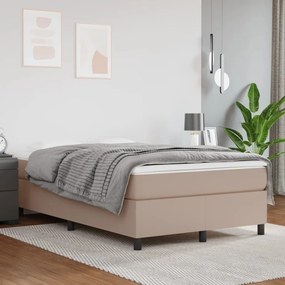 vidaXL Estrutura de cama com molas 120x200 cm couro artificial cappuccino