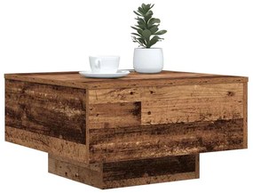 Mesa de centro vidaXL com luzes LED em madeira velha 55x55x31 cm