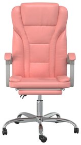 Cadeira de escritório reclinável couro artificial rosa