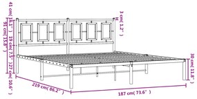 Estrutura de cama com cabeceira 183x213 cm metal branco