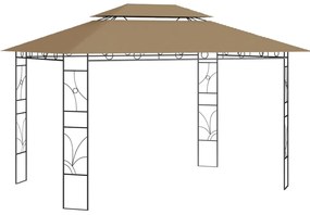 Gazebo 4x3x2,7 m 160 g/m² cinzento-acastanhado