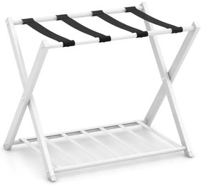 Conjunto de 2 suportes para malas, porta-bagagens dobrável com design de 2 níveis, branco