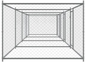 Jaula para cão com portas 8x2x1,5 m aço galvanizado cinzento