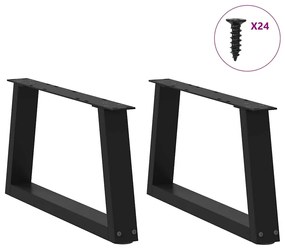 Pés para mesa de centro em V, 2 peças, preto, 60x(30-31,3) cm, aço