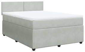 Cama com molas/colchão 160x200 cm veludo cinzento-claro