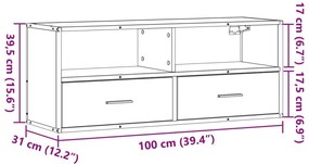 Móvel p/ TV 100x31x39,5 cm deriv. madeira/metal carvalho fumado