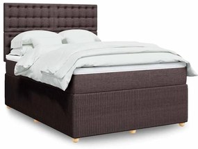 Cama com molas/colchão 160x200 cm tecido castanho-escuro