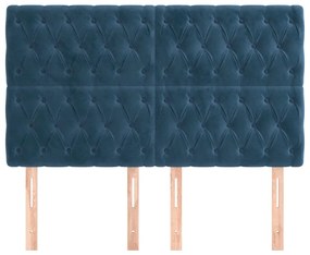 Cabeceira de cama 4 pcs veludo 72x7x78/88 cm azul-escuro