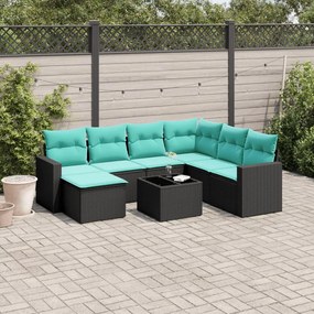 vidaXL 8 pcs conjunto de sofás p/ jardim c/ almofadões vime PE preto