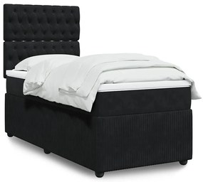 Cama com molas/colchão 100x200 cm veludo preto