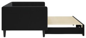 Sofá-cama com gavetão 90x200 cm veludo preto