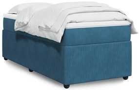 Cama com molas/colchão 100x200 cm veludo azul-escuro
