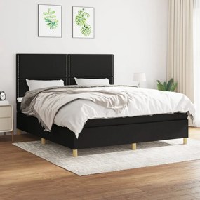 vidaXL Cama com molas/colchão 160x200 cm tecido preto