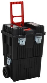 vidaXL Carrinho de ferramentas polipropileno preto e vermelho