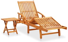 Espreguiçadeira de jardim com mesa e almofadão acácia maciça
