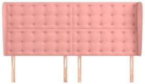 Cabeceira cama c/ abas veludo 183x23x118/128 cm rosa