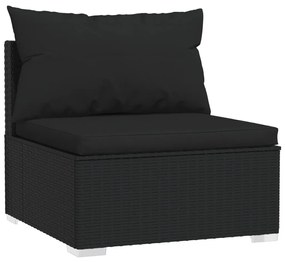 2 pcs conjunto lounge de jardim c/ almofadões vime PE preto