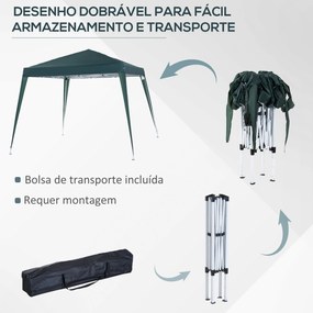 Outsunny Tenda Dobrável 297x297x250 cm Tenda para Jardim Campismo Fest