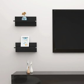 vidaXL Estantes de parede 2 pcs 40x11,5x18 cm preto brilhante