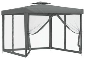 Tenda 3x3 de Eventos com Telhado Duplo - Cinzento