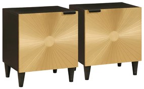 vidaXL Armário de Cabeceira 2 pcs Preto e Ouro 40 x 33,5 x 46 cm