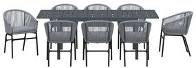 Conjunto de Jantar de Jardim Manual 9 pcs Cinzeto Largo