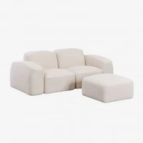 Sofá Modular E Pufe Bastian De 2 Peças Chenille Grossa Branca - Sklum