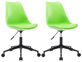 vidaXL Cadeiras de jantar giratórias 2 pcs couro artificial verde
