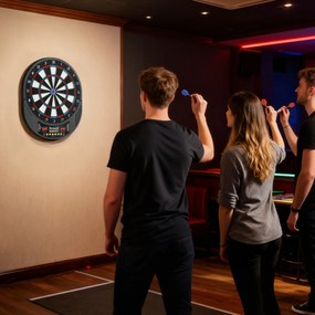 Jogo de dardos eletrónico com pontas flexíveis, dois ecrãs LED, 33 jogos, 202 variações, até 8 jogadores