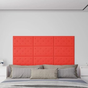 343990 vidaXL Painel parede 12 pcs 60x30 cm couro artificial 2,16 m² vermelho