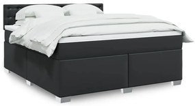 Cama com molas/colchão 180x200 cm couro artificial preto