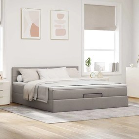 moldura de cama otomana vidaXL com tecido Taupe 180x200cm