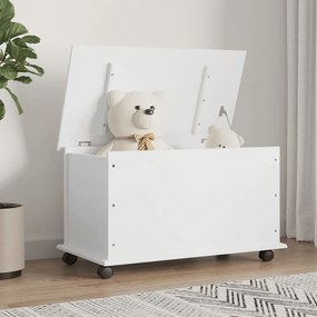 vidaXL Arca arrumação c/ rodas ALTA 73x39,5x43 cm pinho maciço branco