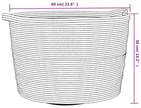 Cesto de arrumação Ø60x36 cm algodão cinzento e branco