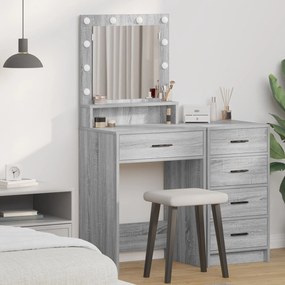 Mesa de Maquilhagem vidaXL com Luzes LED Cinzento Sonoma 50x41x135 cm