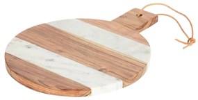 Kave Home - Tábua de servir redonda Tresa madeira maciça mangueira e mármore branco