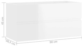 Armário lavatório derivados de madeira branco brilhante