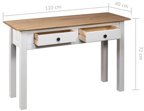 Mesa consola 110x40x72 cm pinho maciço Panama branco