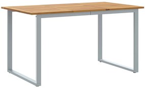 Mesa de Jantar Exterior vidaXL Cinza 140x80x75 cm Aço e Madeira Sólida