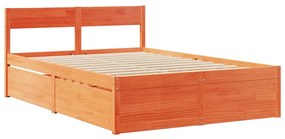 Cama sem colchão 135x190 cm madeira pinho maciça castanho-mel